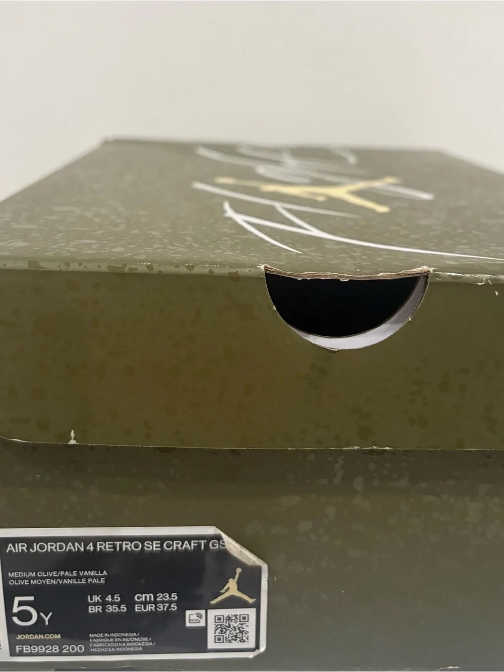 Air Jordan 4 Retro Olive Green Suede Basketball Sneakers 5 Youth